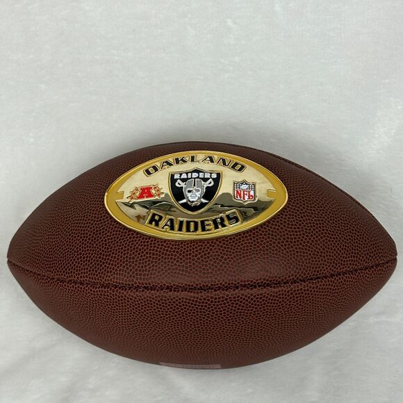 Oakland Raiders Football Shaped Metal Plate Plaque 2.75x4.75" Gold Toned For DIY - Picture 8 of 10